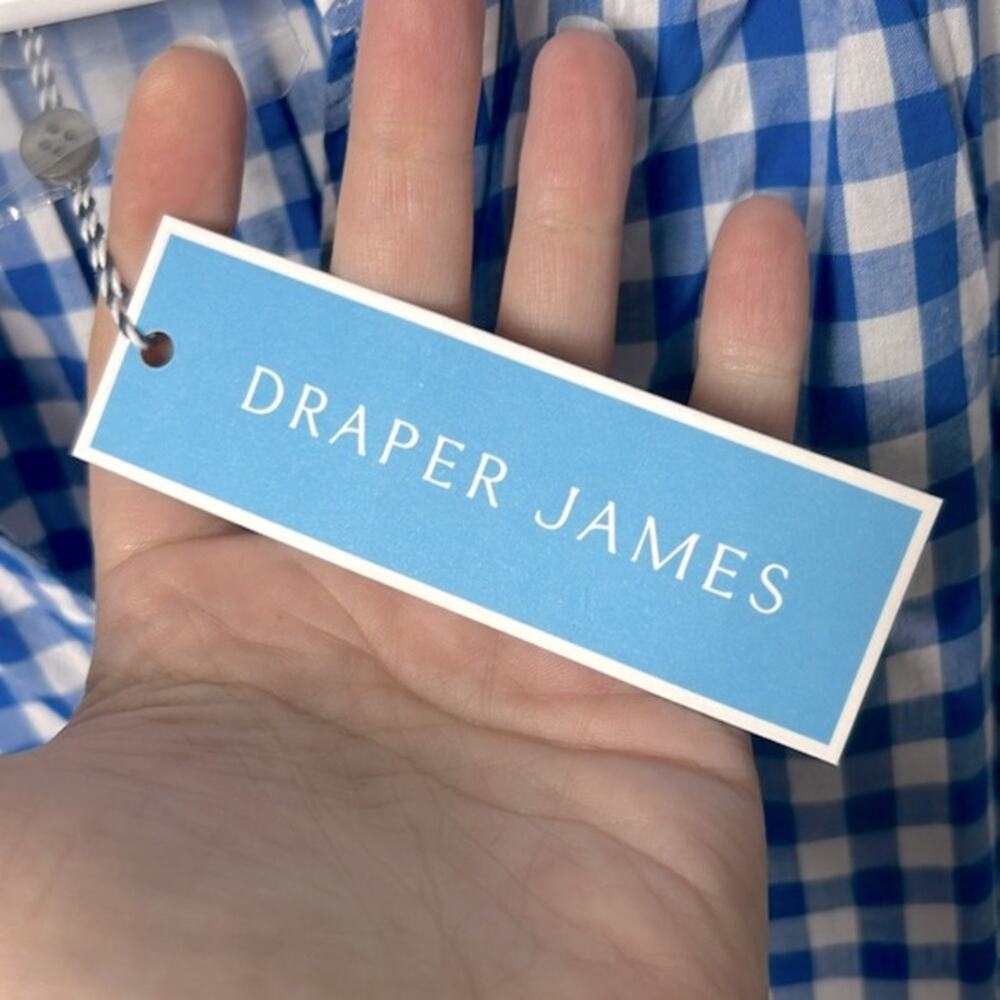 NWT Draper James blue gingham sleeveless ruffle detail button down blouse top - Picture 12 of 13